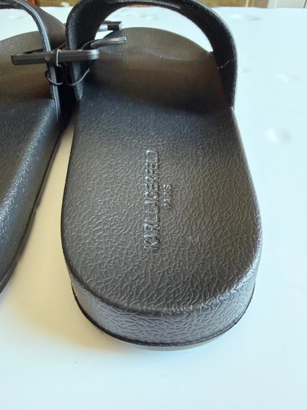 Karl Lagerfeld Black Slides with Karl Character Graphic